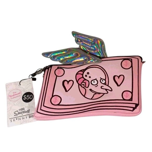 NWT Skinnydip X The Simpsons Mr. Burns Flying Money Wings Crossbody Clutch Read! - Picture 1 of 10